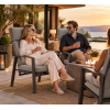 High-Back Outdoor Armchair | Charcoal Metal Garden Chair with Grey Cushions