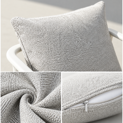 White Aluminium Round Tube Garden Armchair | Outdoor Dining Chair with Speckled Cushions
