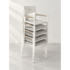 Aluminium Outdoor Armchair | White Slat-Seat Garden Chair with Removable Woven Cushion for Patio