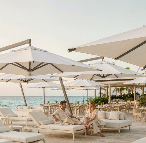 Beachfront Resort Shade Plan: Pool Deck & Beach Restaurant Covered