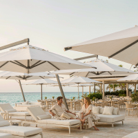 Beachfront Resort Shade Plan: Pool Deck & Beach Restaurant Covered
