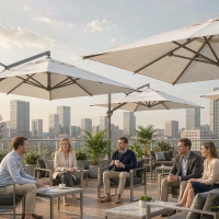 Corporate Terrace Shade Plan: Commercial Umbrellas for Rooftop Lounge and Business Club