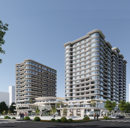 Modern Urban Landmark Commercial and Residential Mixed-Use Complex