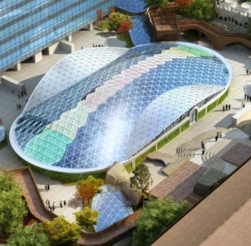 Large Atrium Irregular-Shaped Grid Steel Structure Skylight Dome