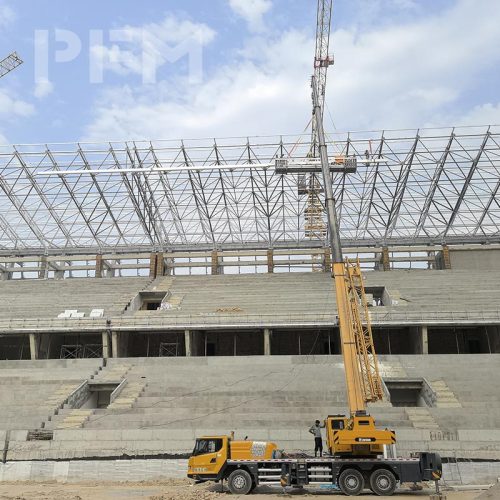 Large-Span Steel Space Frame Roof for Sports Facilities Modular Grid Structure for Stadium Roofing