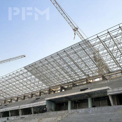 Large-Span Steel Space Frame Roof for Sports Facilities Modular Grid Structure for Stadium Roofing