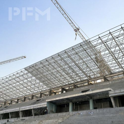 Large-Span Steel Space Frame Roof for Sports Facilities Modular Grid Structure for Stadium Roofing