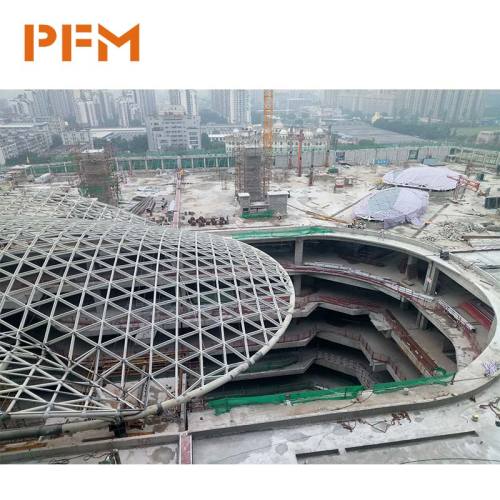Grid-shell structure glass skylight dome commercial plaza