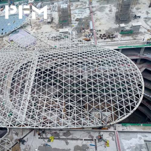 Grid-shell structure glass skylight dome commercial plaza