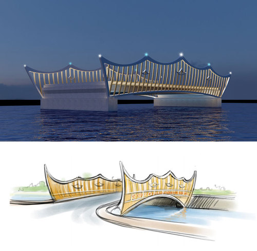 Artistic Design Illuminated Landscape Pedestrian Bridge