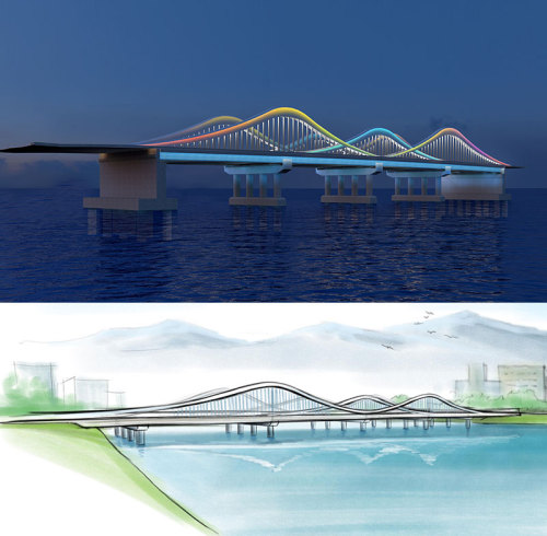 Landmark Overwater Landscape Bridge Design Lighting Show