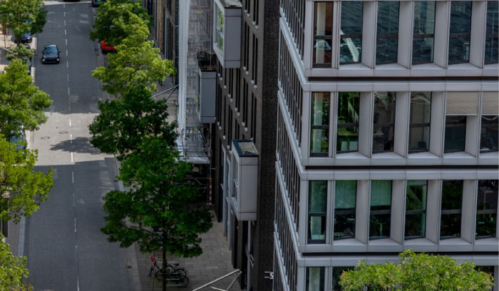 Curtain wall facade for residential building