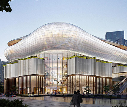 Curtain wall facade for commercial complex
