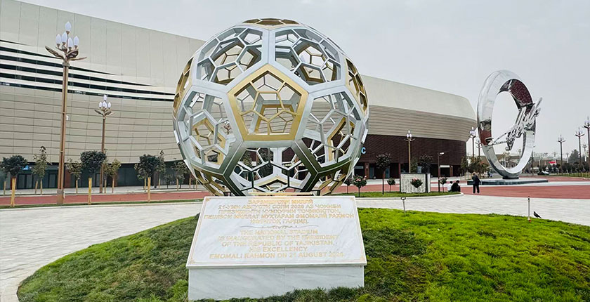 Football Art Installation at Tajikistan National Stadium