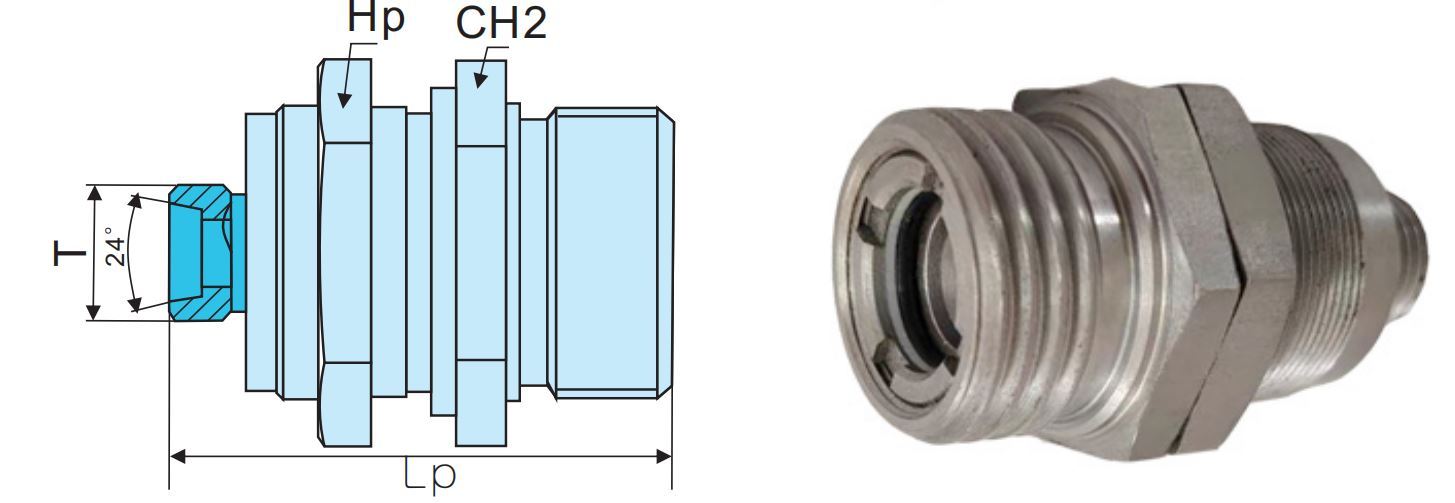 Hydraulic quick coupling male thread