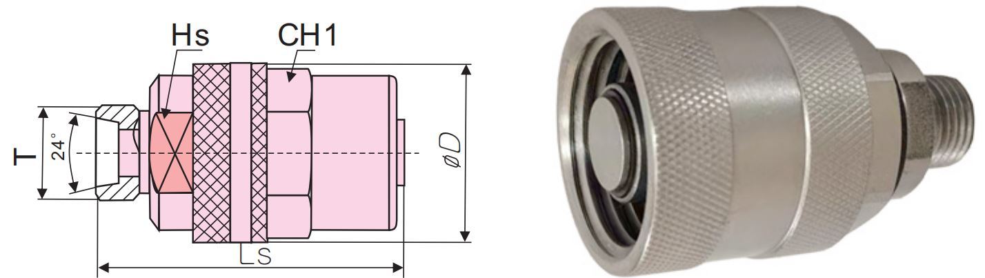 Hydraulic quick coupling female thread