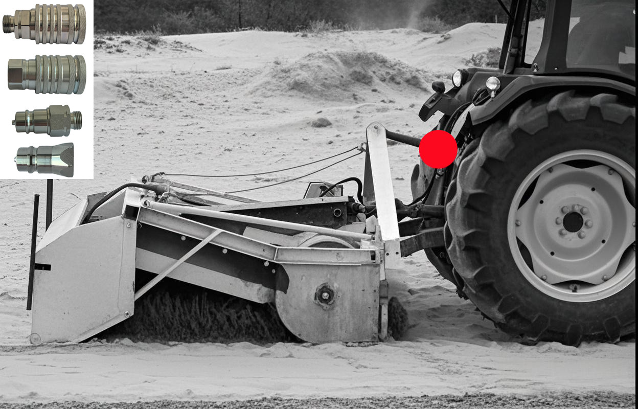 Hydraulic Push-Pull Coupling for Tractor-Towed Beach Cleaner