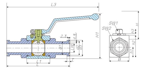 2-Way High Pressure Ball Valve With Flange