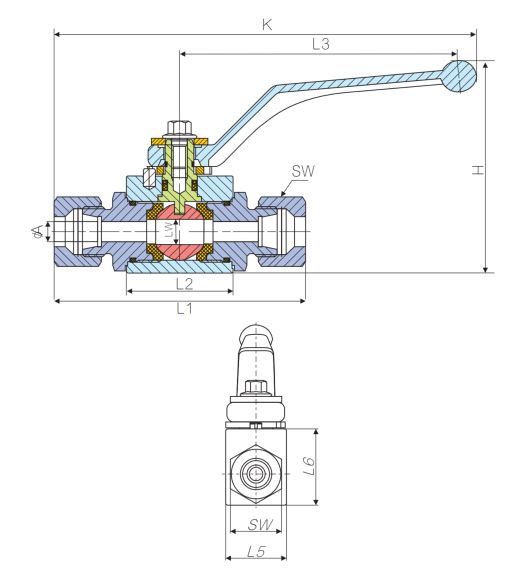 Two-Way High-Pressure CNG Ball Valve 
