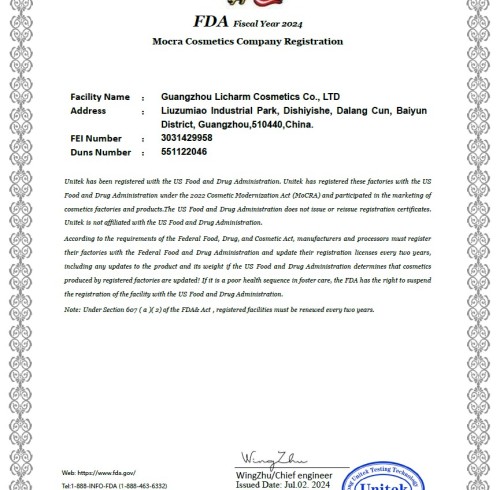 FDA MoCRA Cosmetics Company Registration