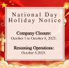 National Day Holiday Notice