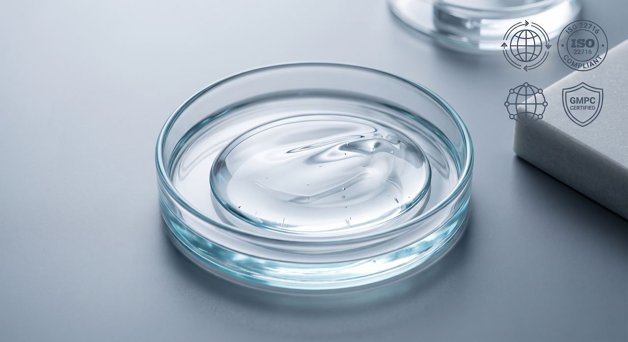 Advanced abstract formulation engineering and skincare R&D laboratory precision at LIZEE factory