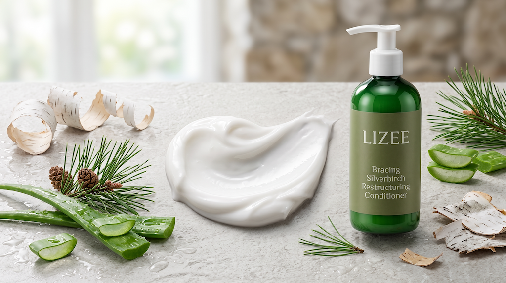 Bracing Silverbirch Restructuring Conditioner creamy texture and botanical birch extract banner