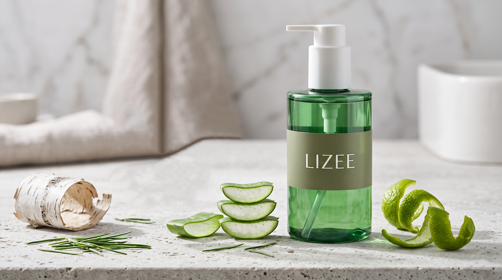Bracing Silverbirch Purifying Hand Wash crystal gel texture and botanical birch extract flatlay