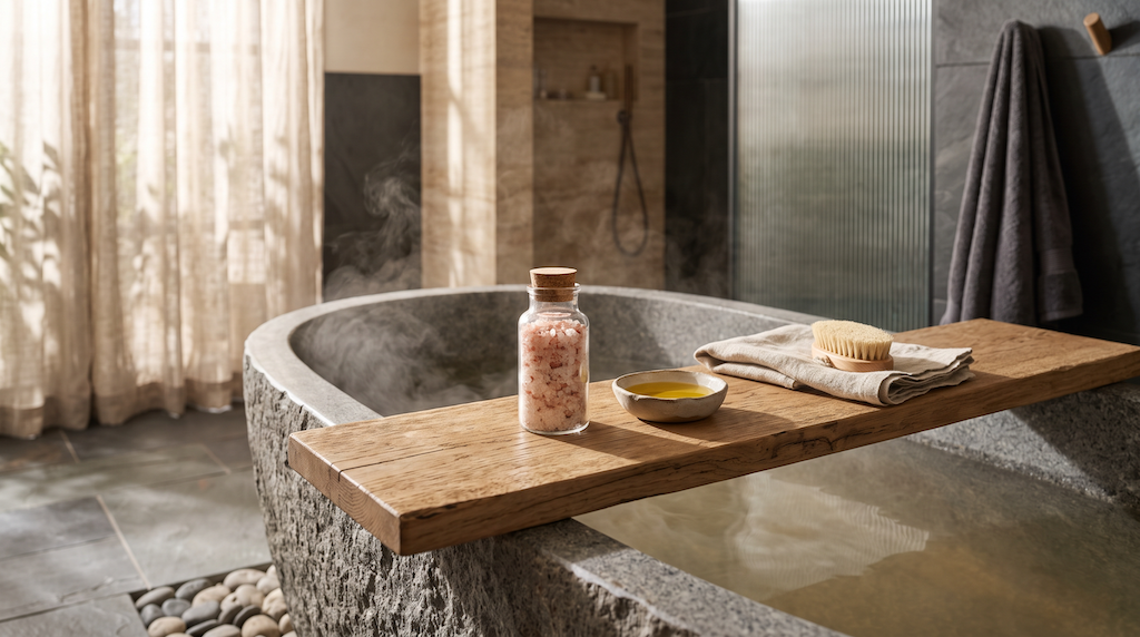 Private Label Mineral Bath Soak Production and Luxury Freestanding Soaking Tub