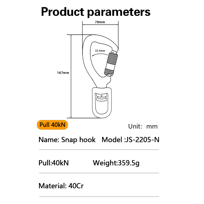 Snap hooks product parameters