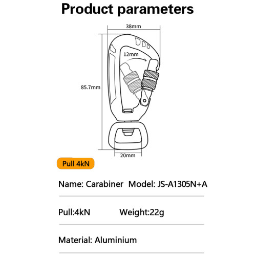 4kN Lightweight Aluminum Carabiner – Compact Gear Clip for Outdoor Accessories