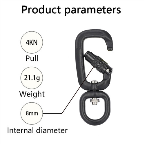 4kN Aluminum 6061 Swivel Carabiner – Lightweight Rotating Clip for Pet Leash