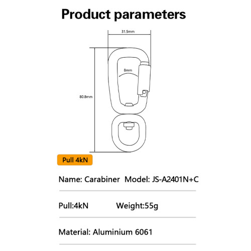 4kN Aluminum 6061 Swivel Carabiner – Lightweight Rotating Clip for Pet Leash