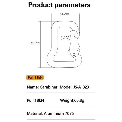 18kN Aluminum 7075 Carabiner – Lightweight D-Shape Connector for Outdoor Gear