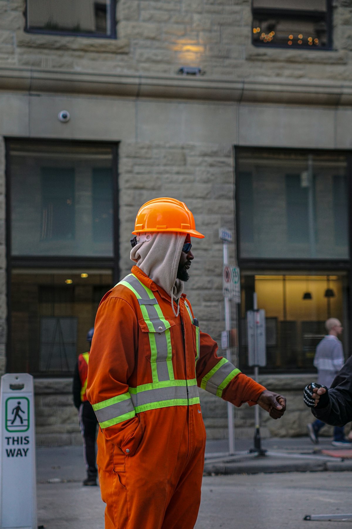 Industrial worker wearing protective equipment