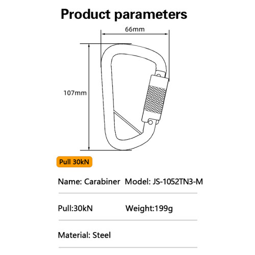 Cold-Formed 30kN Locking Carabiner for Full-Body Harness Assembly