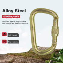 45KN Heat Treated Cold Forged Steel Screw Lock Carabiner Heavy Duty Industrial Load Bearing Snap Hook