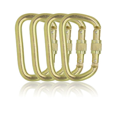 45KN Heat Treated Cold Forged Steel Screw Lock Carabiner Heavy Duty Industrial Load Bearing Snap Hook