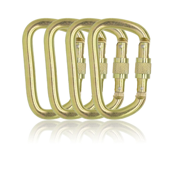 45KN Heat Treated Cold Forged Steel Screw Lock Carabiner Heavy Duty Industrial Load Bearing Snap Hook