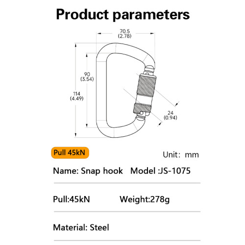 45kN D-Frame Steel Carabiner for Heavy-Duty Harness Connections