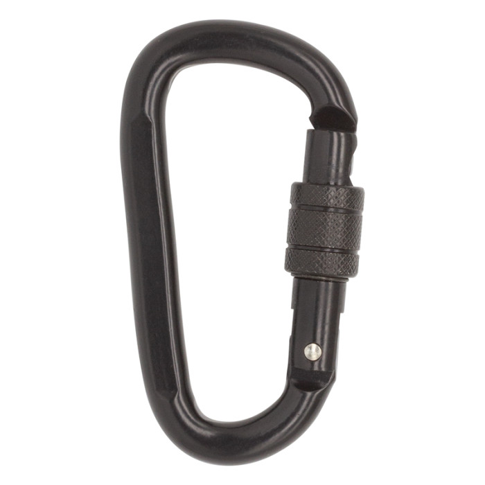 Black 25kN Cold-Formed Steel Carabiner for Professional Access Gear