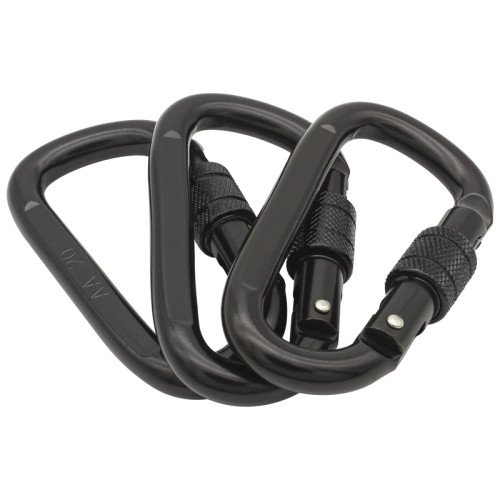 Black 25kN Cold-Formed Steel Carabiner for Professional Access Gear