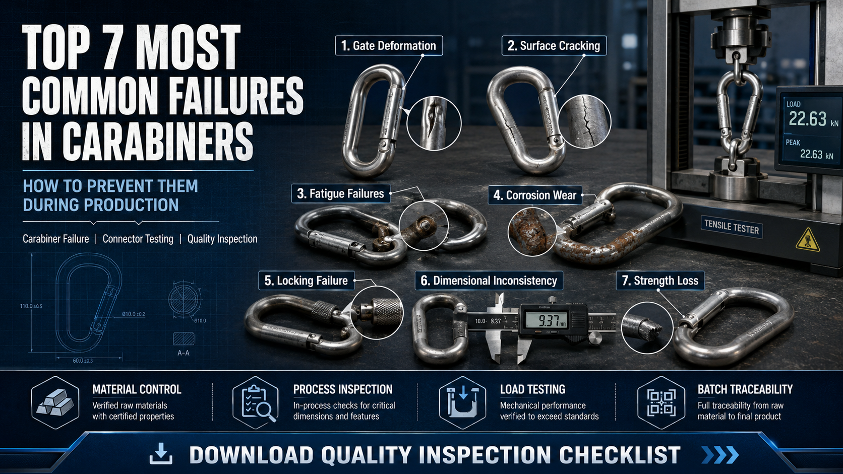 Top 7 Most Common Failures in Carabiners and How to Prevent Them During Production
