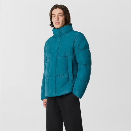 Custom Stand Collar Checkered Texture Down Jacket Manufacturer | Ginwen