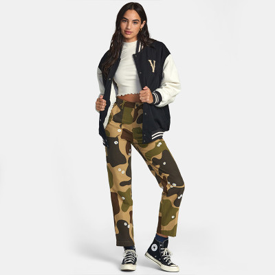 Custom Women PU Sleeve Letter Badge Varsity Jacket Manufacturer | Ginwen