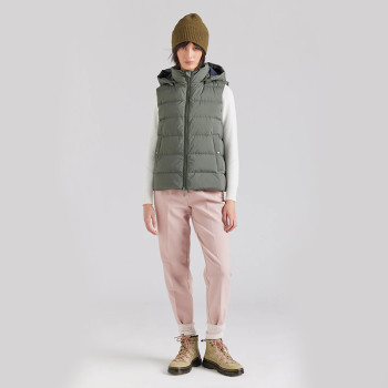 Custom Women's Matte Hooded Down Vest Manufacturer | Ginwen