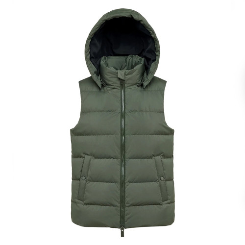 Custom Women's Matte Hooded Down Vest Manufacturer | Ginwen