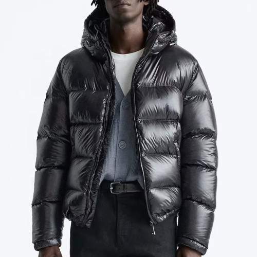 Custom Basic High Shine Hooded Puffer Jacket Manufacturer | Ginwen