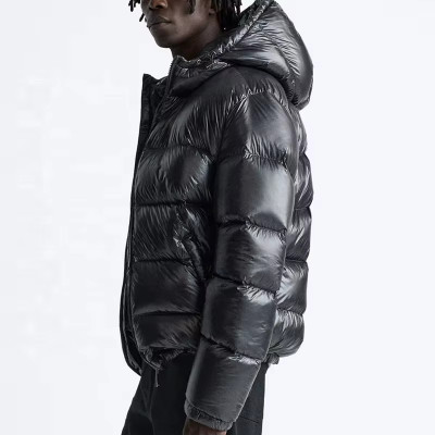 Custom Basic High Shine Hooded Puffer Jacket Manufacturer | Ginwen