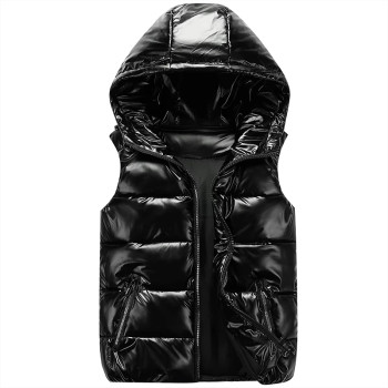 Custom Basic Shiny Hooded Puffer Vest Manufacturer | Ginwen